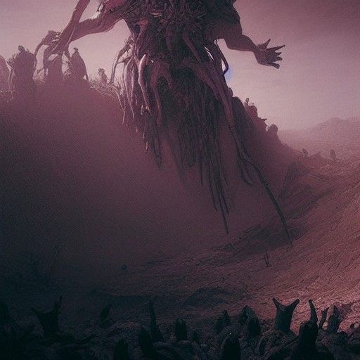 Horrific Desert Monster in Dark Fantasy Style