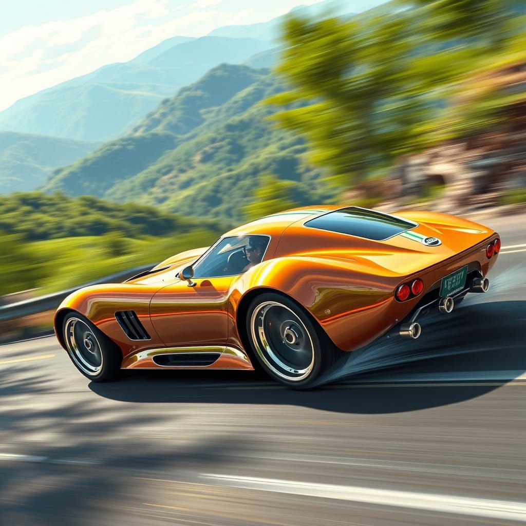 High-Speed Futuristic Sports Car in Syd Mead Style