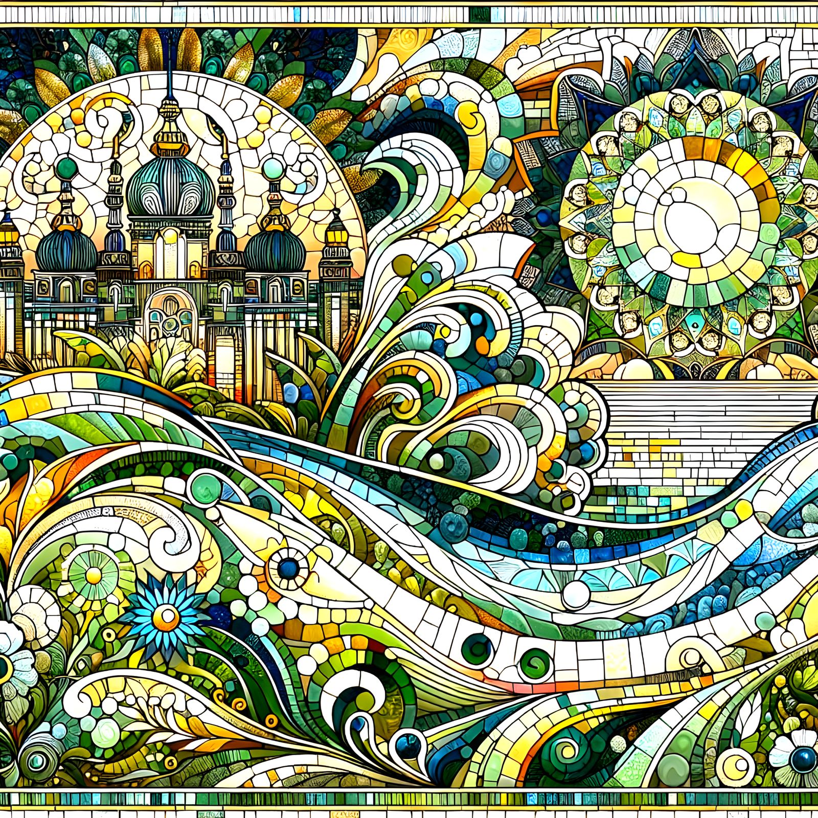 Art Nouveau and Art Deco Mosaic Landscape
