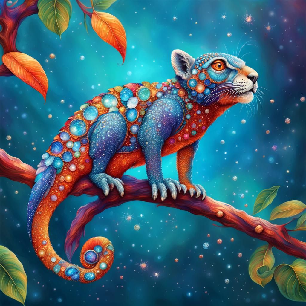 Glittering Fantasy Scene in Vibrant Colors