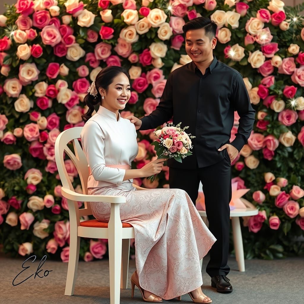 Korean Woman in Javanese Attire at Engagement