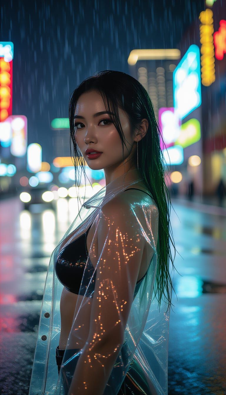 Rainy Night in Las Vegas: Asian DJ in Cinematic Style