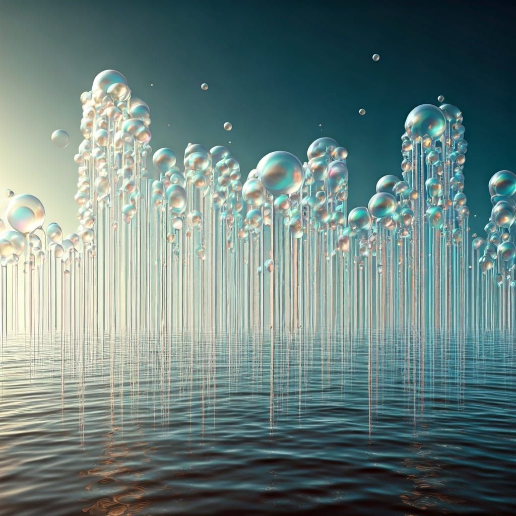 Iridescent Bubble Beach Skyline Graffiti Art