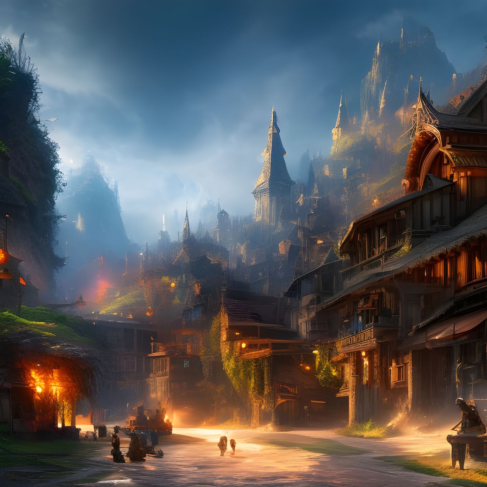 Wizard Battle in Medieval Fantasy Forest