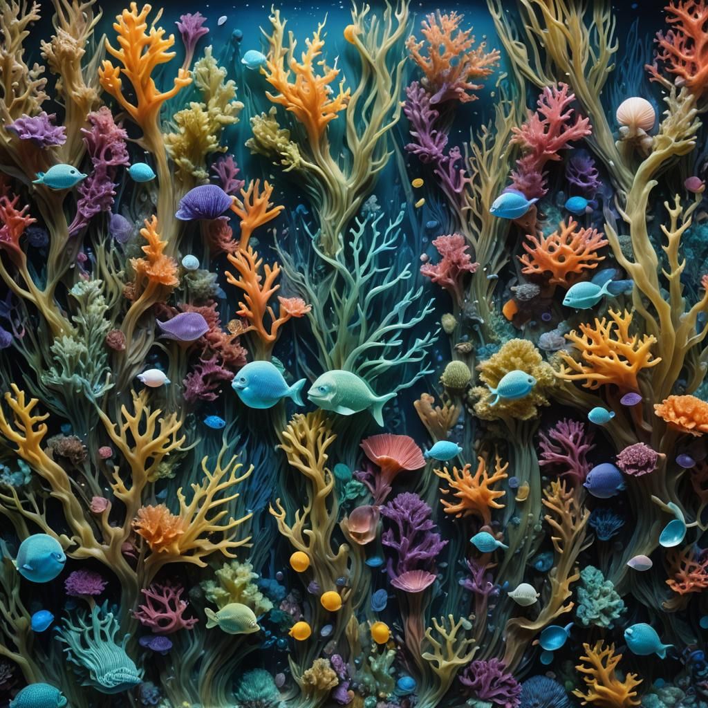 Underwater Wax Art Gallery in Art Nouveau Style