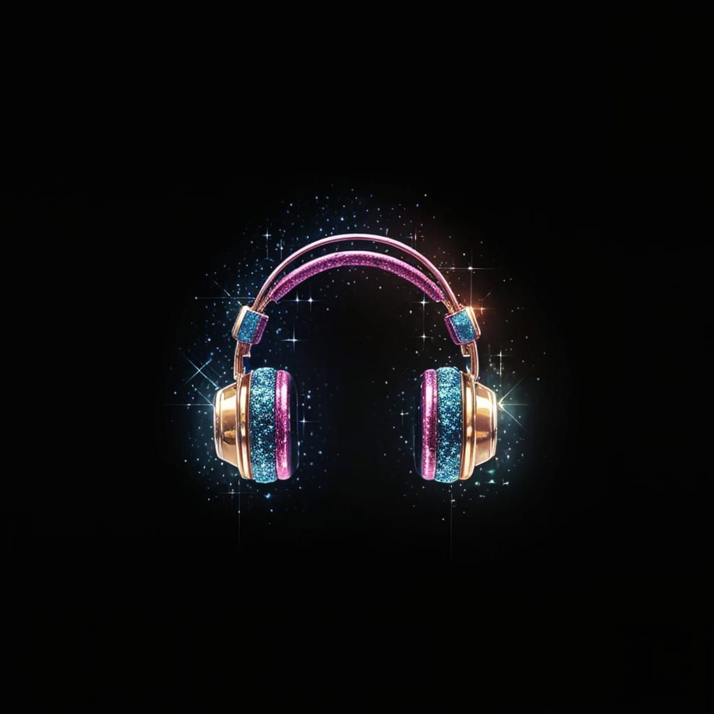 Glitter Headphones in 3D Pixel Art Style