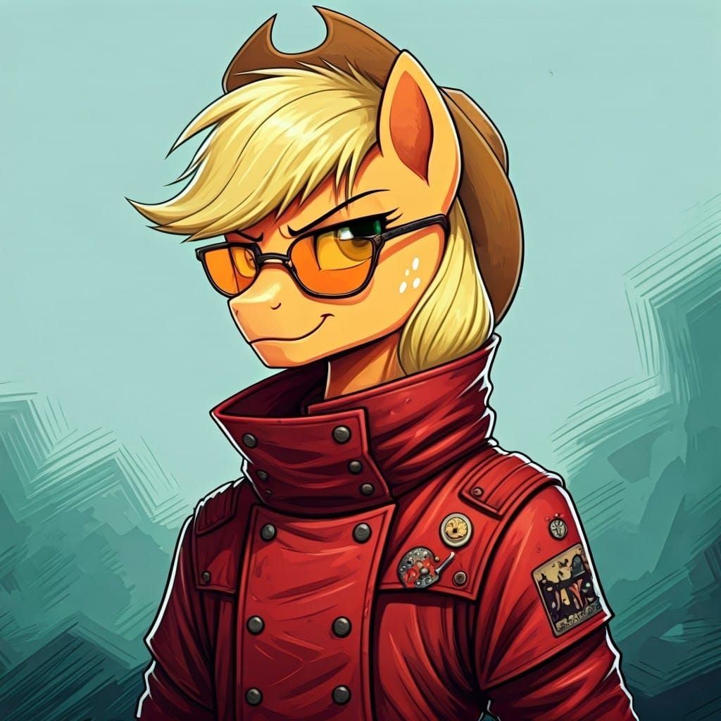 Vash the Pony Stampede: Applejack in Crimson Coat, Orange Sh...