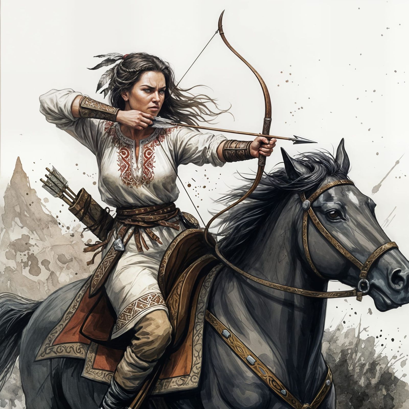 Hungarian Nomad Warrior in Fierce Battle