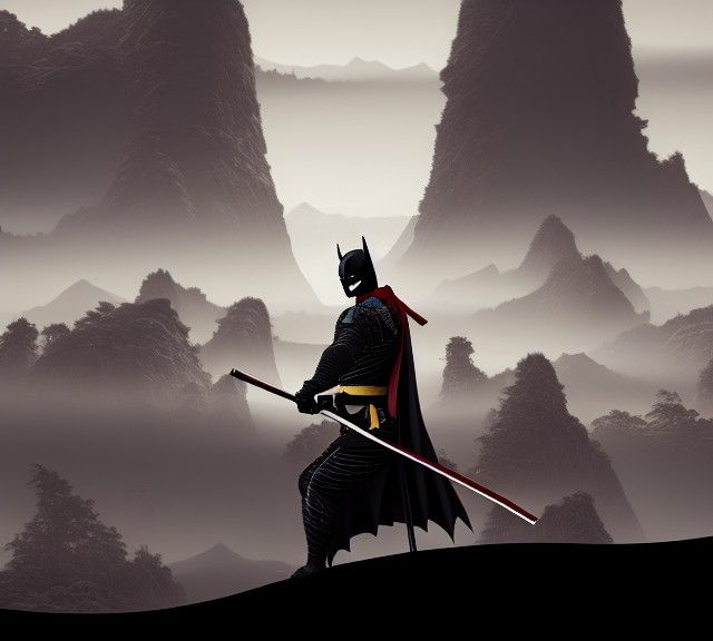 Samurai Batman Katana, Concept Art Illustration
