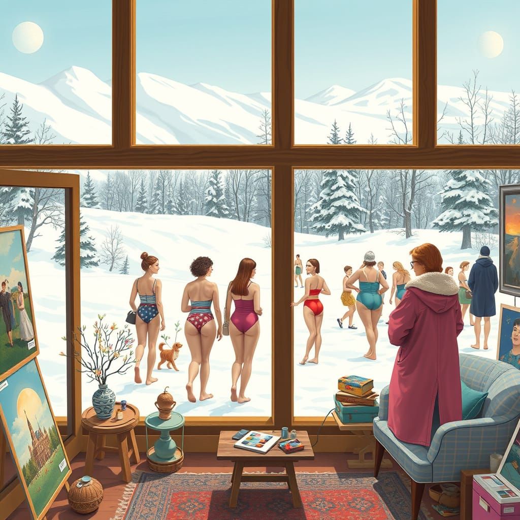 Whimsical Art Studio Overlooking Winter Wonderland