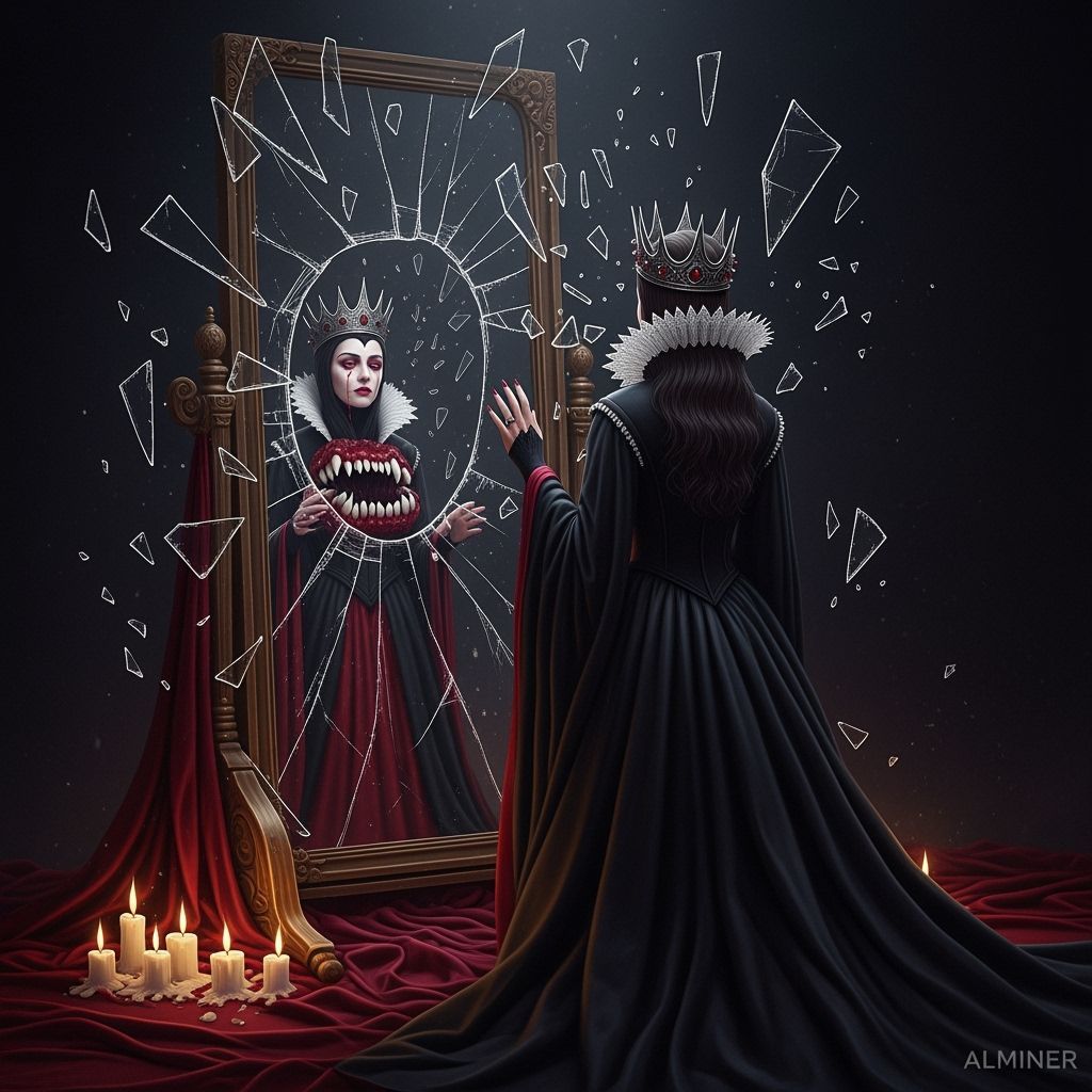 Evil Queen in Gothic Baroque Mirror Reflection
