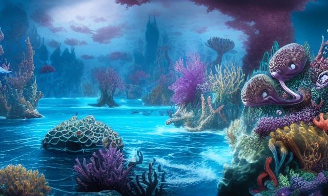 Fantastical Underwater Kingdom in Holographic Colors
