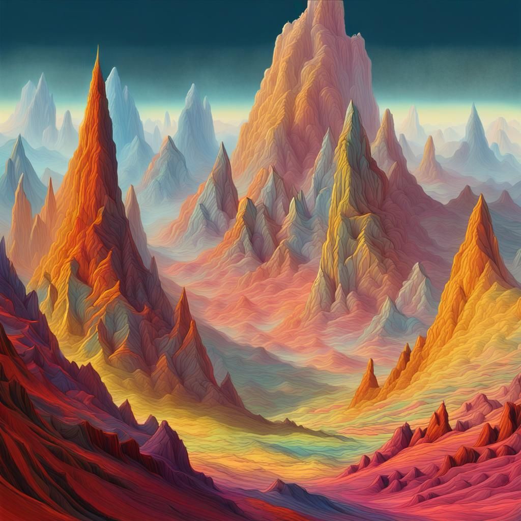 Surreal String Mountainscape Inspired by Roger Dean