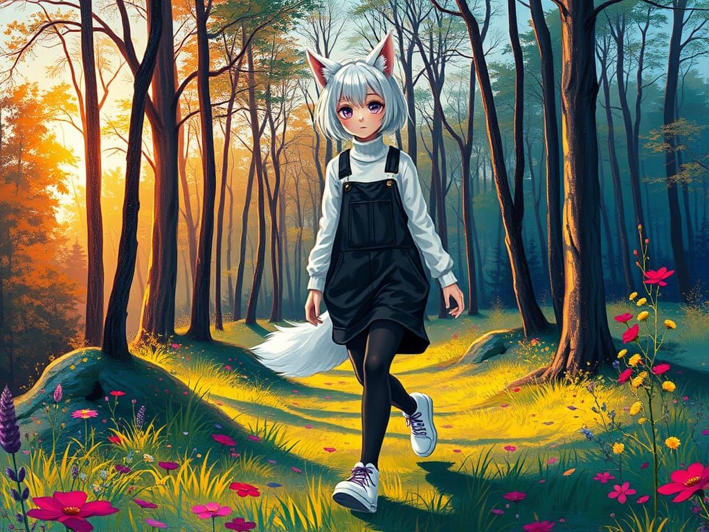 Playful Forest Nymph in Hyper-Realistic Graffiti Art