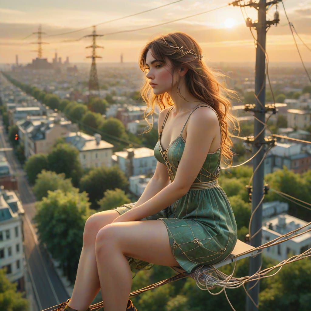 Ethereal Cityscape in Art Nouveau Style