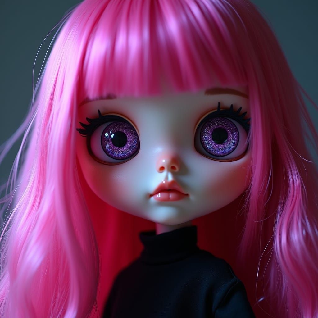 Goth Punk Blythe Doll Portrait with Bokeh