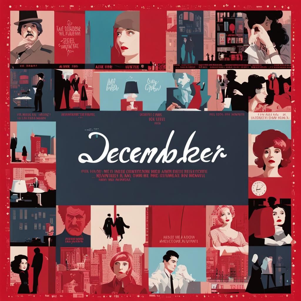 Stylized December Text in Bold Colors