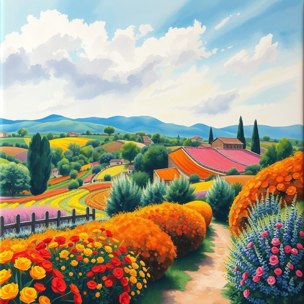 Epic Impressionist Garden Masterpiece with Thick Brush Strok...