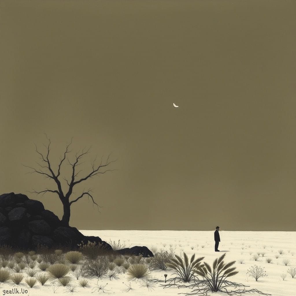 Minimalist Portrait of Solitude in Soft Pastels