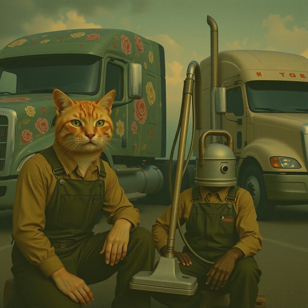 Fantasy Truck Drivers: Cat & Vacuum Cleaner, Pre-Raphaelite ...