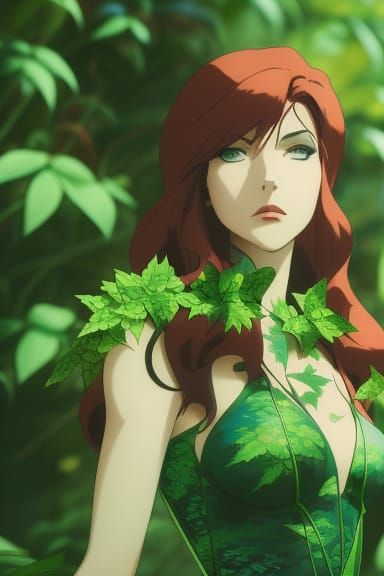 Poison Ivy in Studio Ghibli Anime Style
