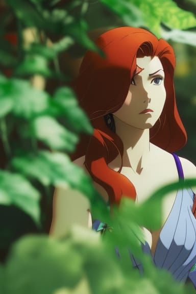 Poison Ivy in Studio Ghibli Anime Style