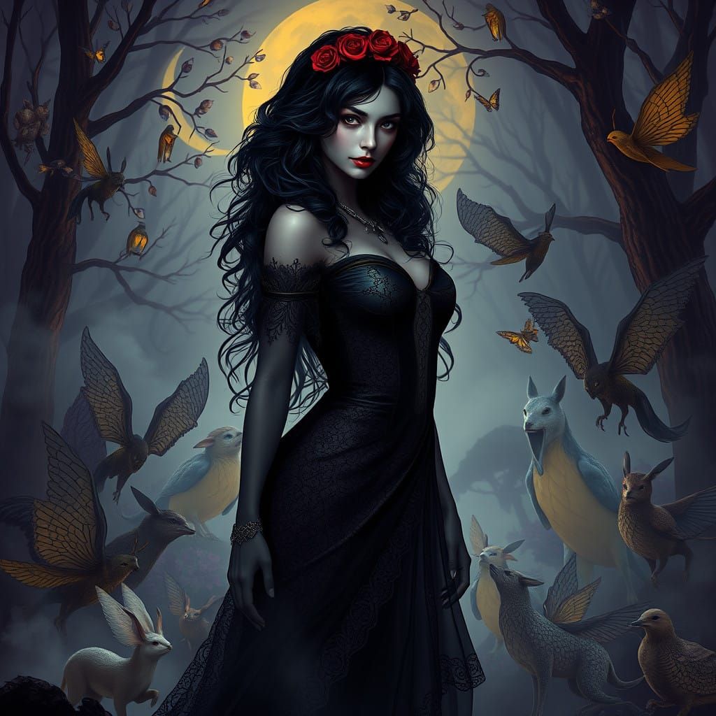 Dark Fantasy Snow White in Art Nouveau Style