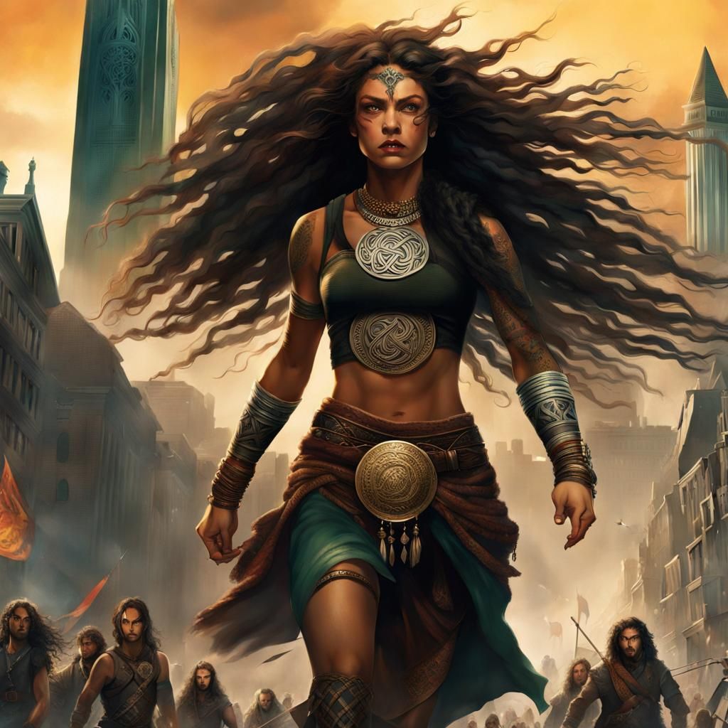 Giant woman with army invading