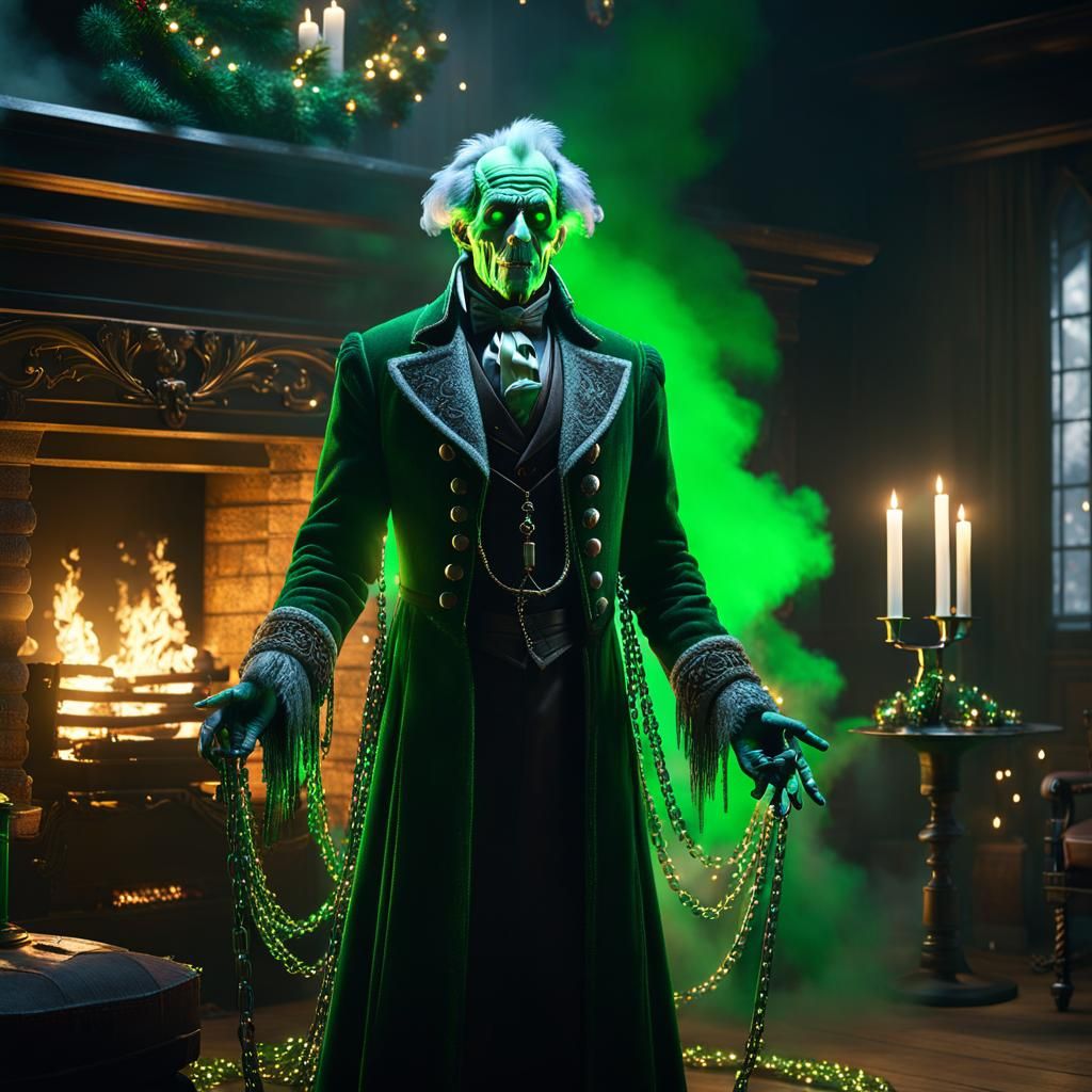 Ethereal Jacob Marley Apparition at Christmas Party