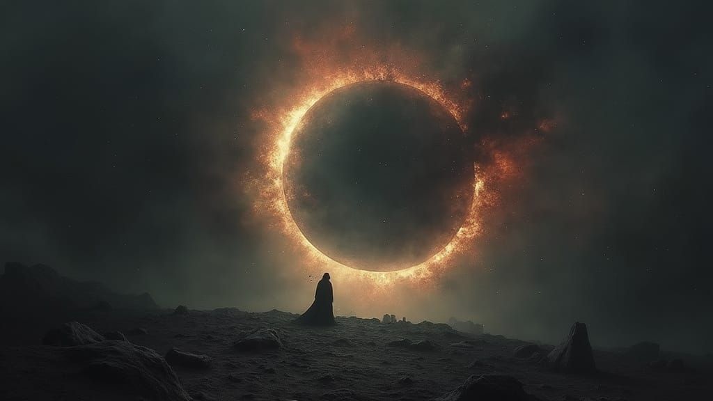 Cosmic Devourer Consumes Terra Firma in Dark, Gothic Horror