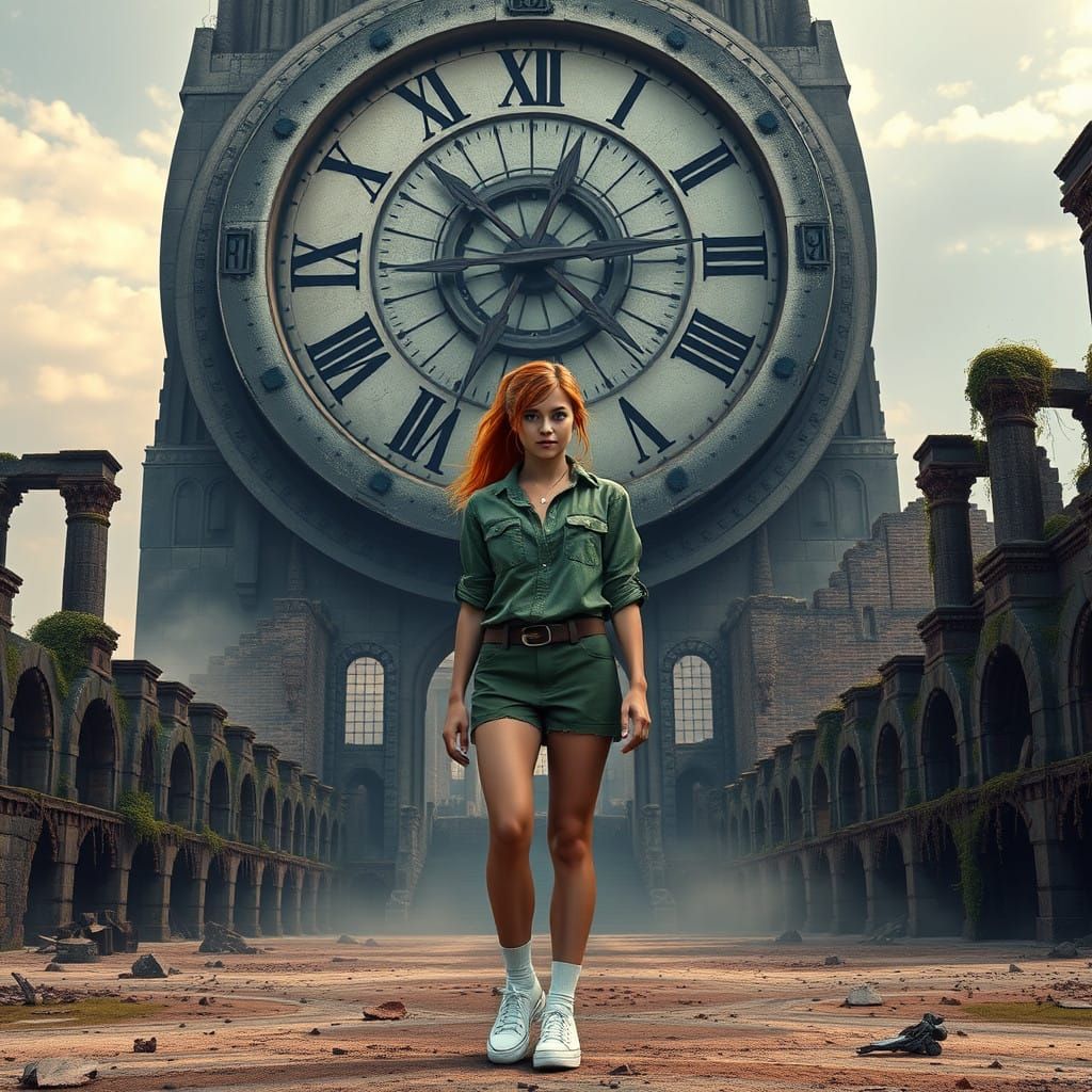 Timeless Warrior in Ancient Ruins