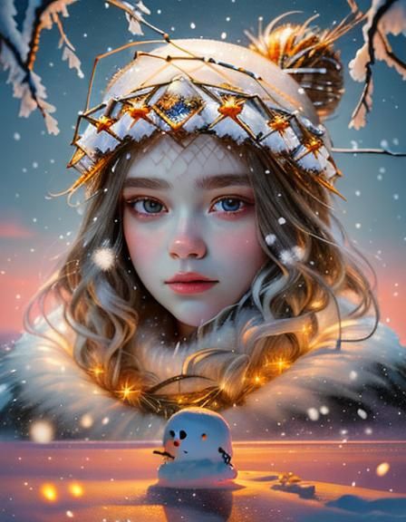 Winter Portrait with Shimmer in Rembrandt Style