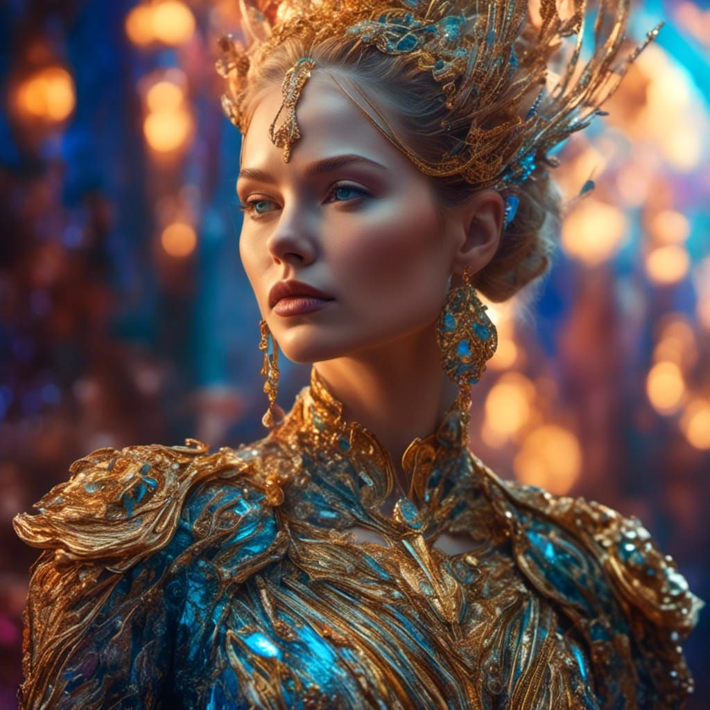 Futuristic Haute Couture Portrait in Hyperrealistic Detail