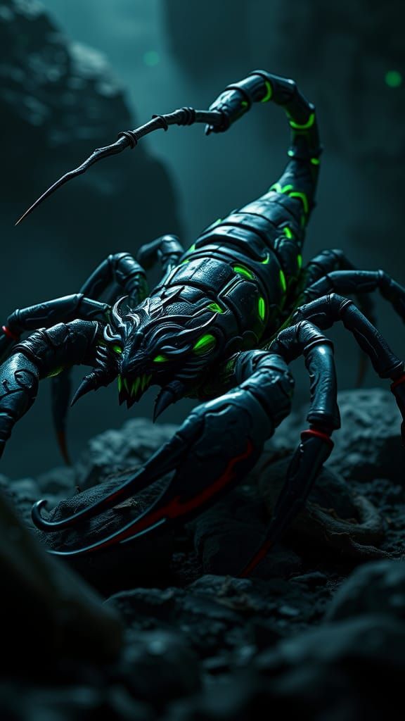 Menacing Scorpion-Venom Hybrid Creature in Dark Fantasy Art
