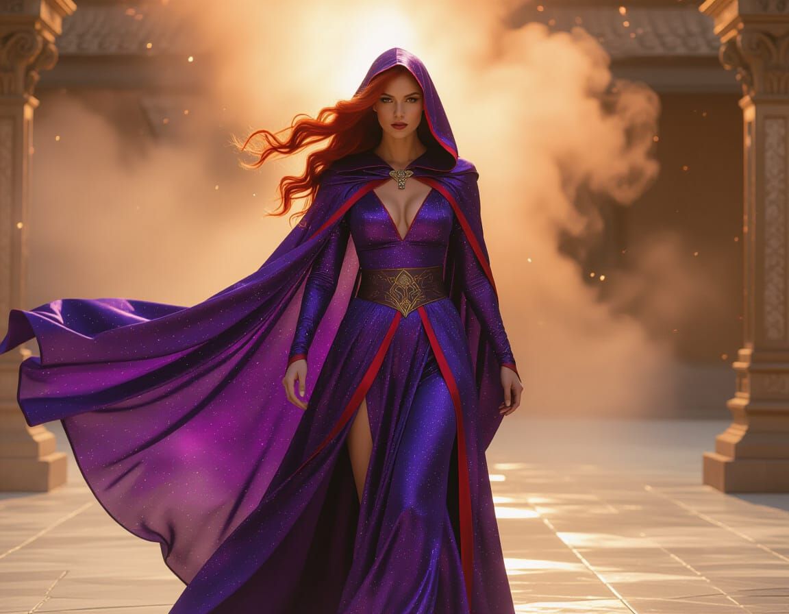 Nebula Celestial Being in Flowing Purple Costume