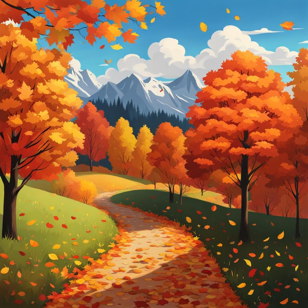 Abstract Fall Season Inspired by a Famous Artist