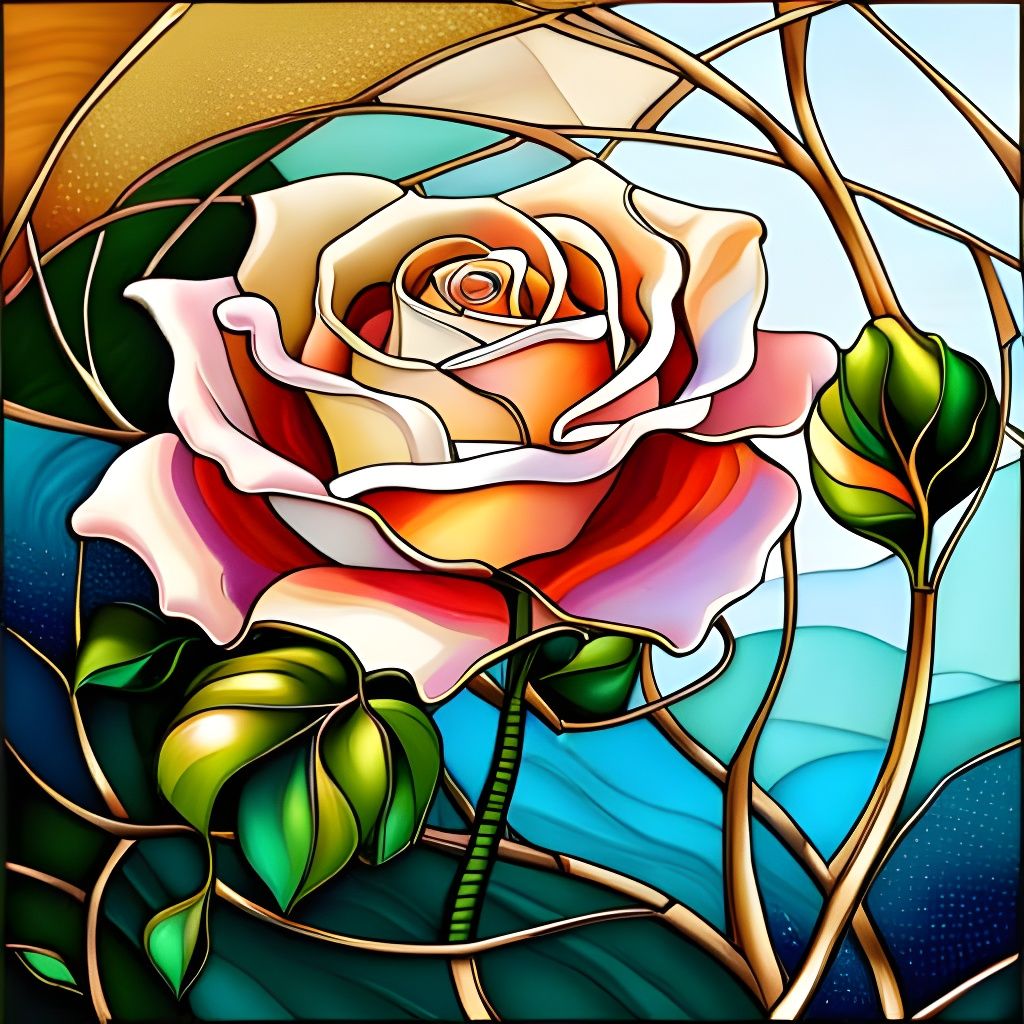 Stunning Rose in Stained Glass Art