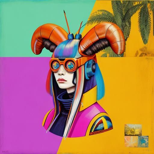 Cyber Cockroach Portrait in Psychedelic Collage