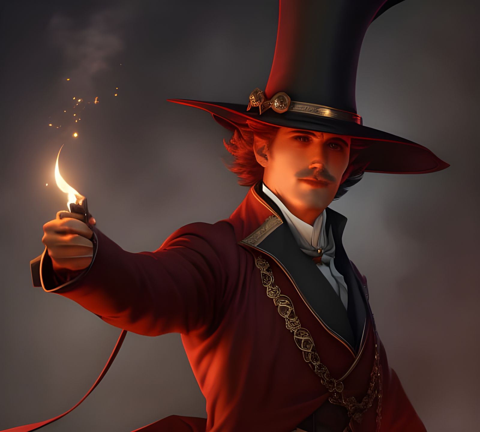 Magician in Tophat: Hyperdetailed Fantasy Portrait
