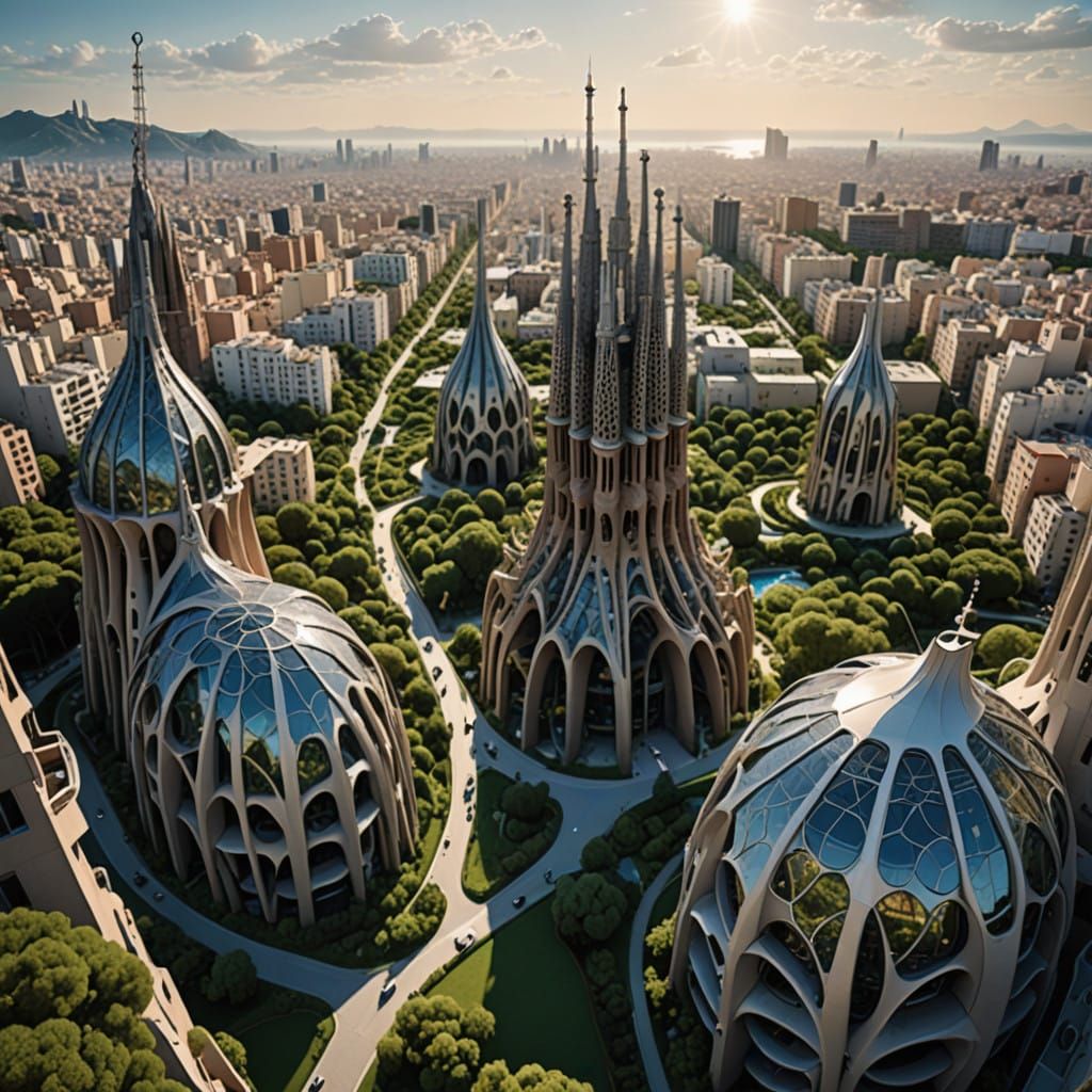 Sustainable Futuristic Cityscape Suspended in Space