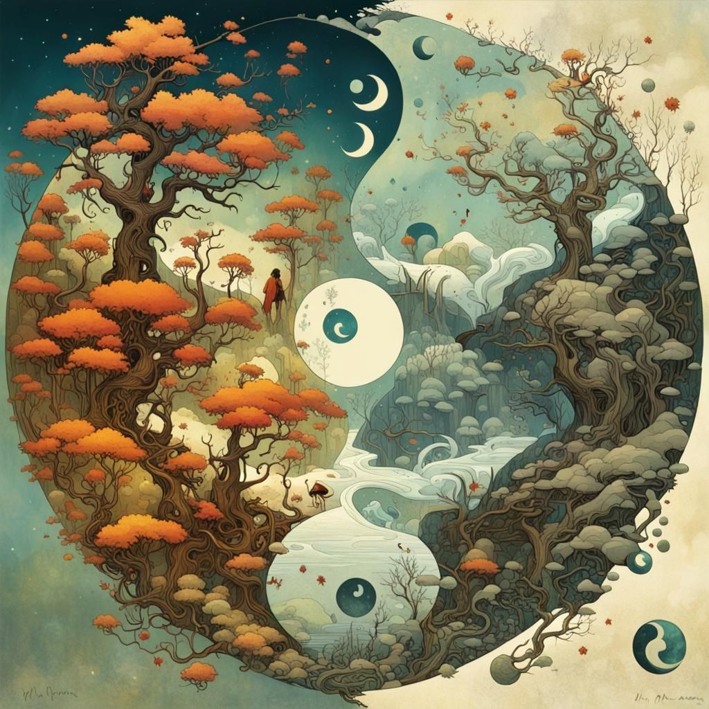 Yin-Yang Harmony: Winter and Autumn Worlds