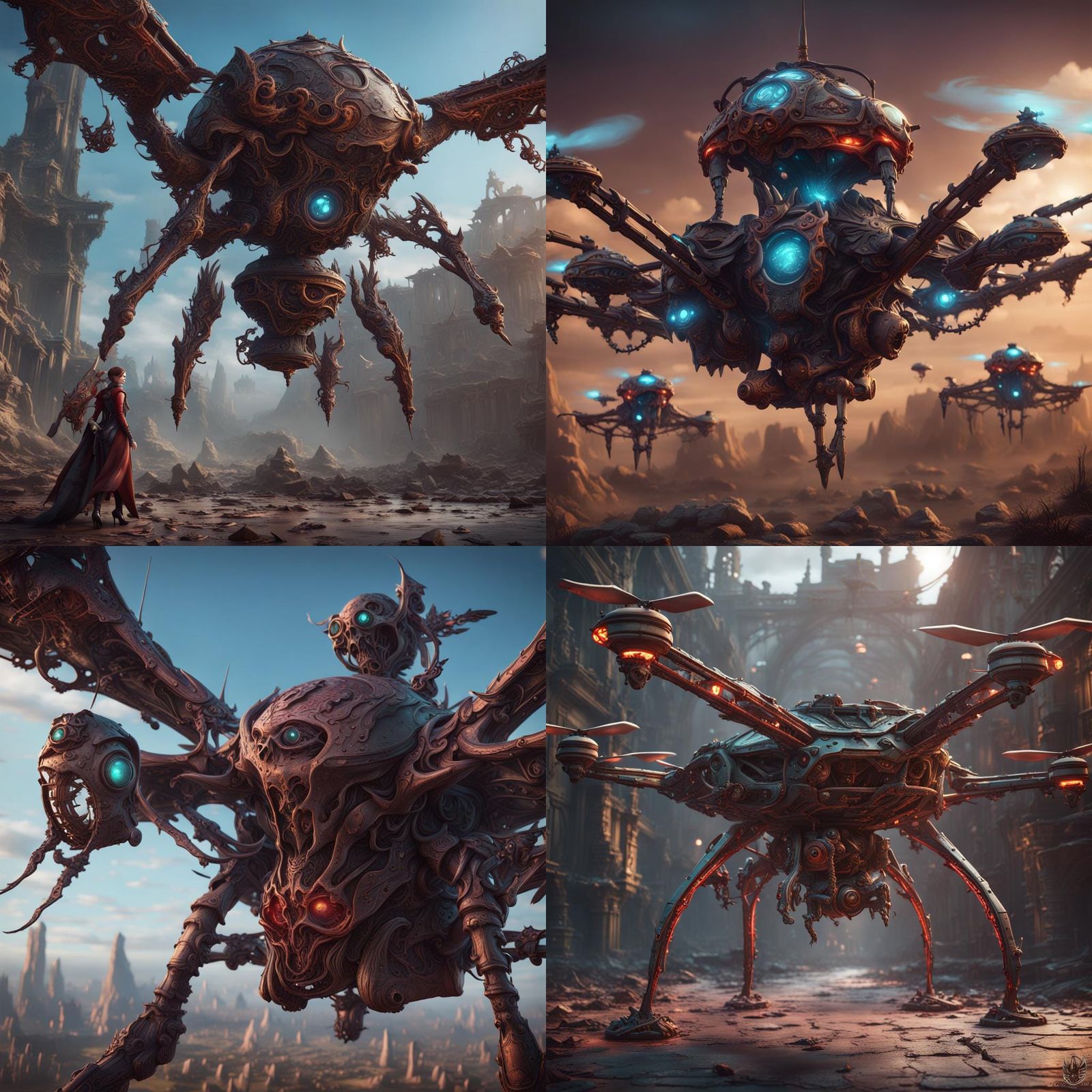 Murder Drones OC in Detailed Matte Painting Style