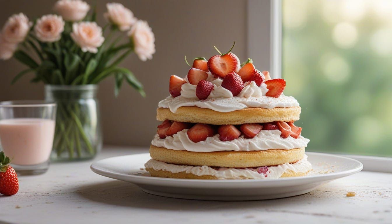 Cozy Modern Kitchen Table with Strawberry Shortcake