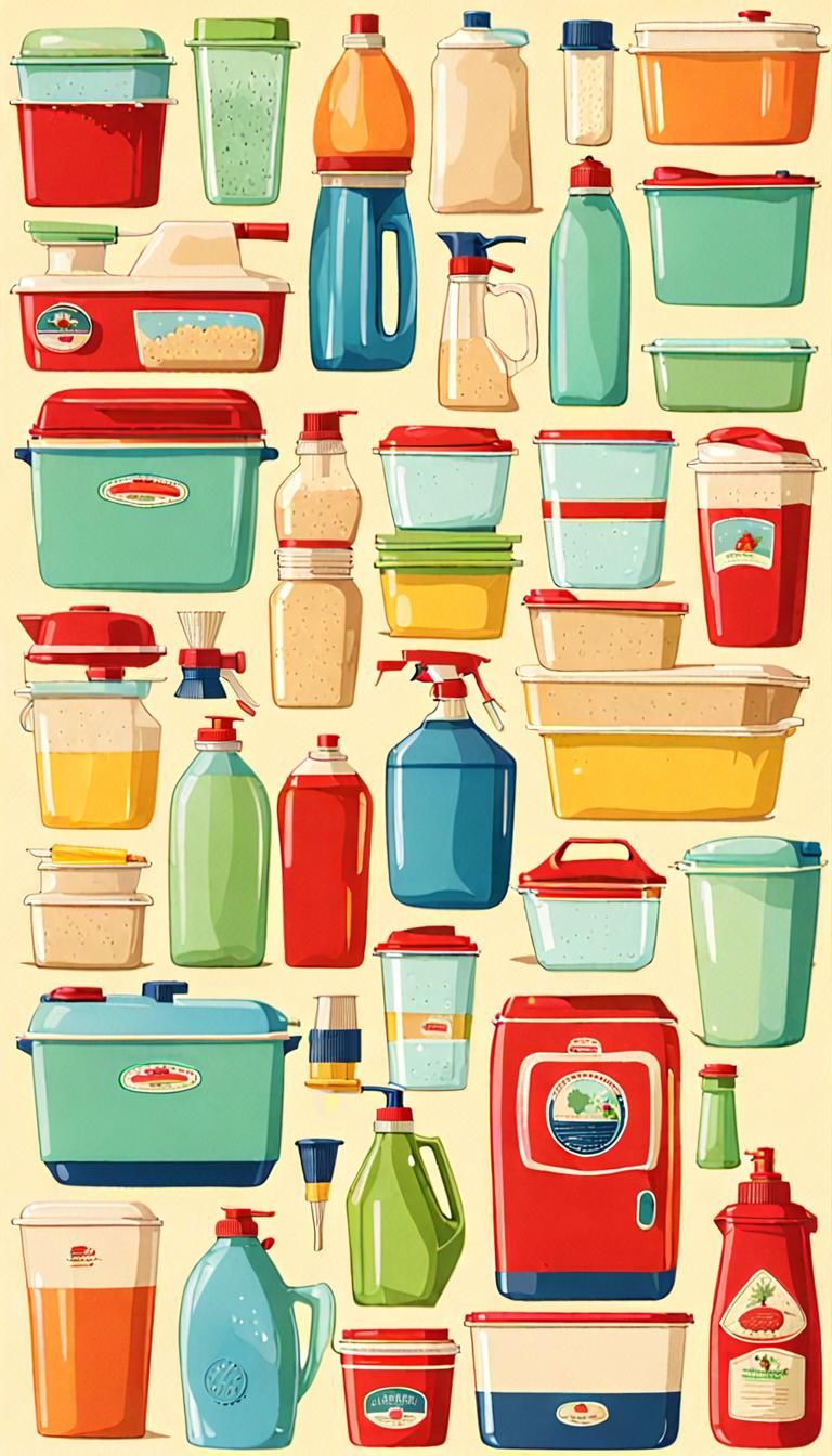 Vintage Style Household Plastics Still Life