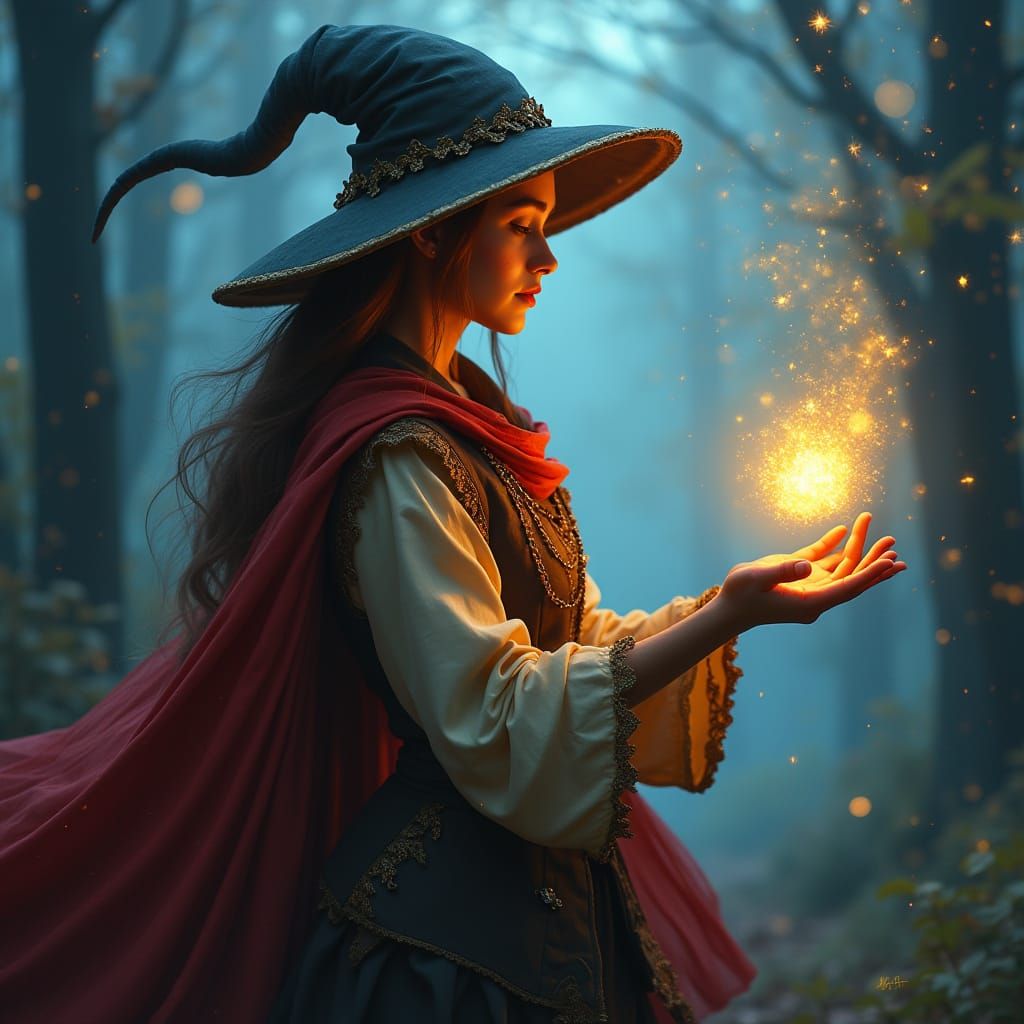 Magical Worker in Enchanted Forest