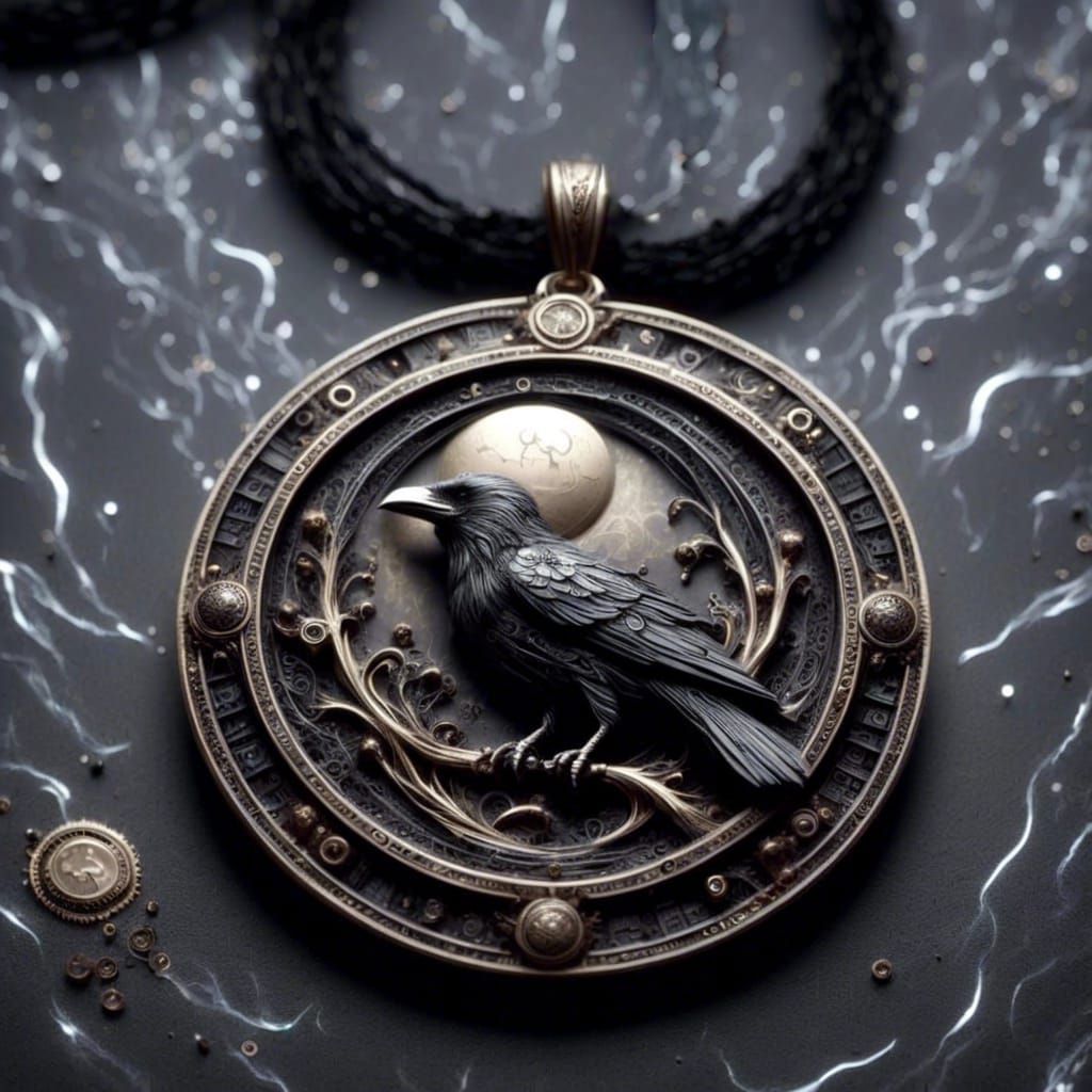 Magical Raven Pendant Necklace for RPG