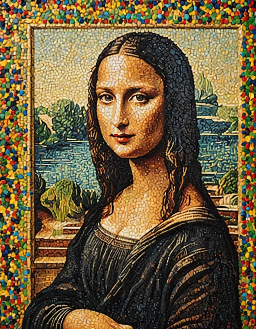 Mona Lisa in Pointillism Style