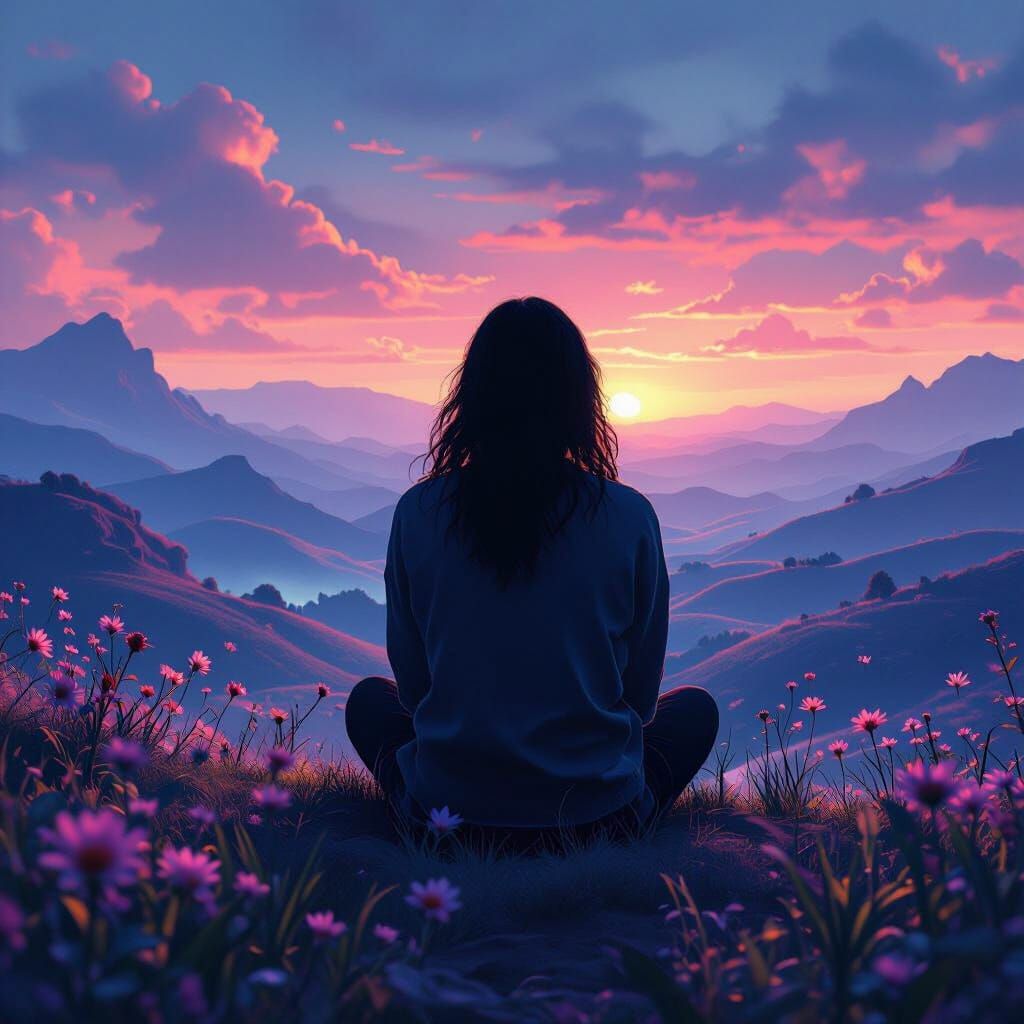 Silhouette in Fantastical Landscape: A Psychological Journey