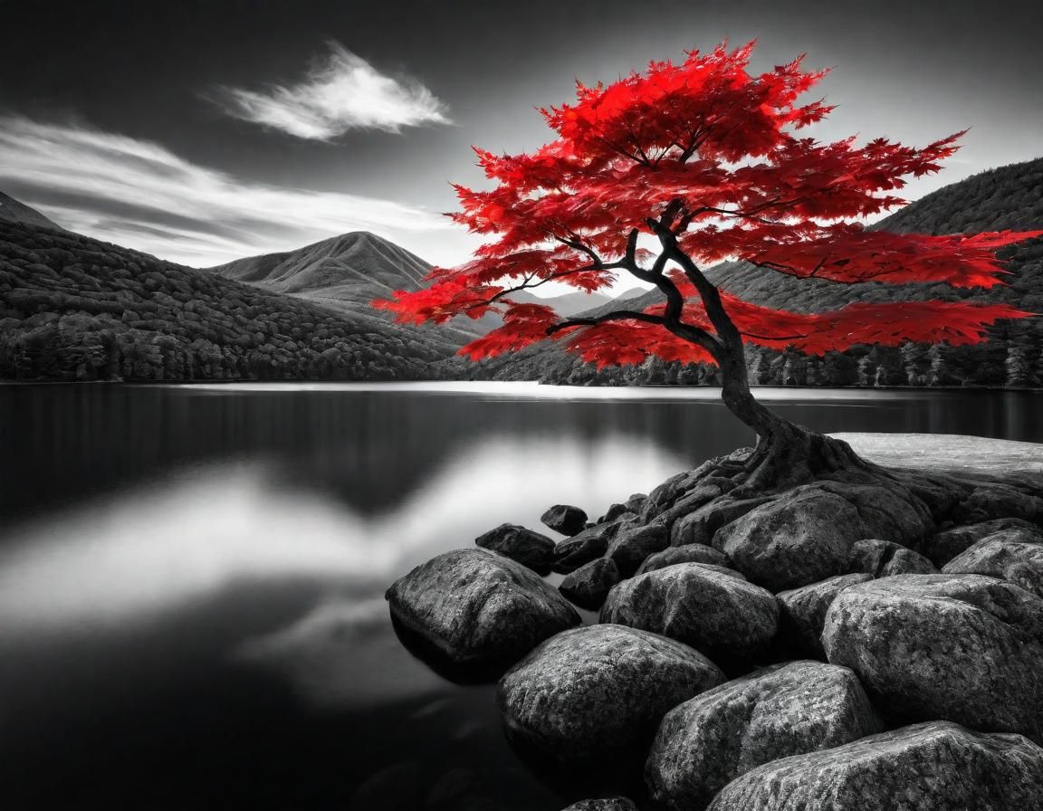 Red Maple Tree in Selective Color Art