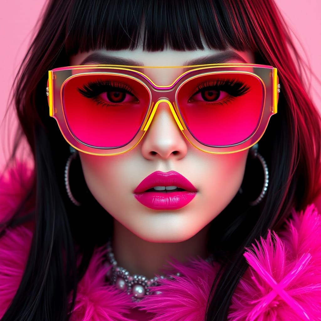 Futuristic Woman Portrait in Retro-Futuristic Style